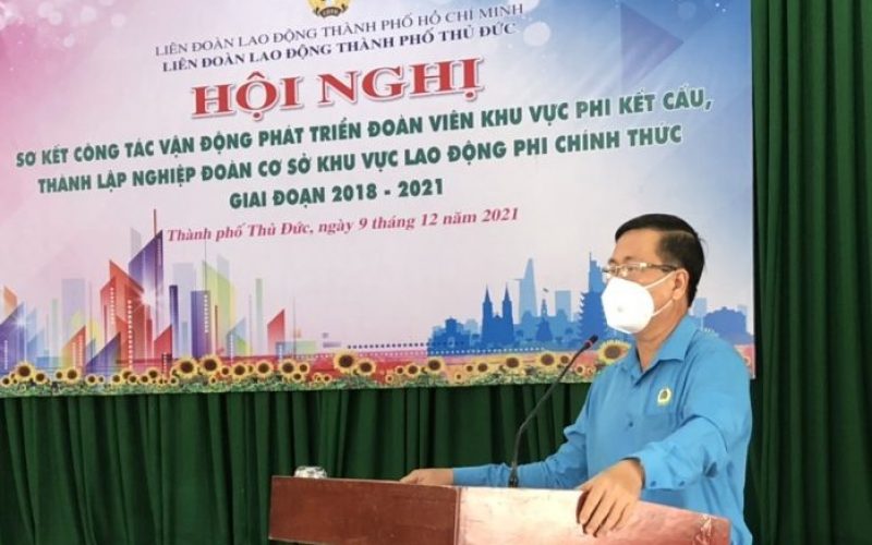 Sơ kết công tác vận động phát triển đoàn viên và thành lập Nghiệp đoàn cơ sở khu vực lao động phi chính thức giai đoạn 2018 – 2021